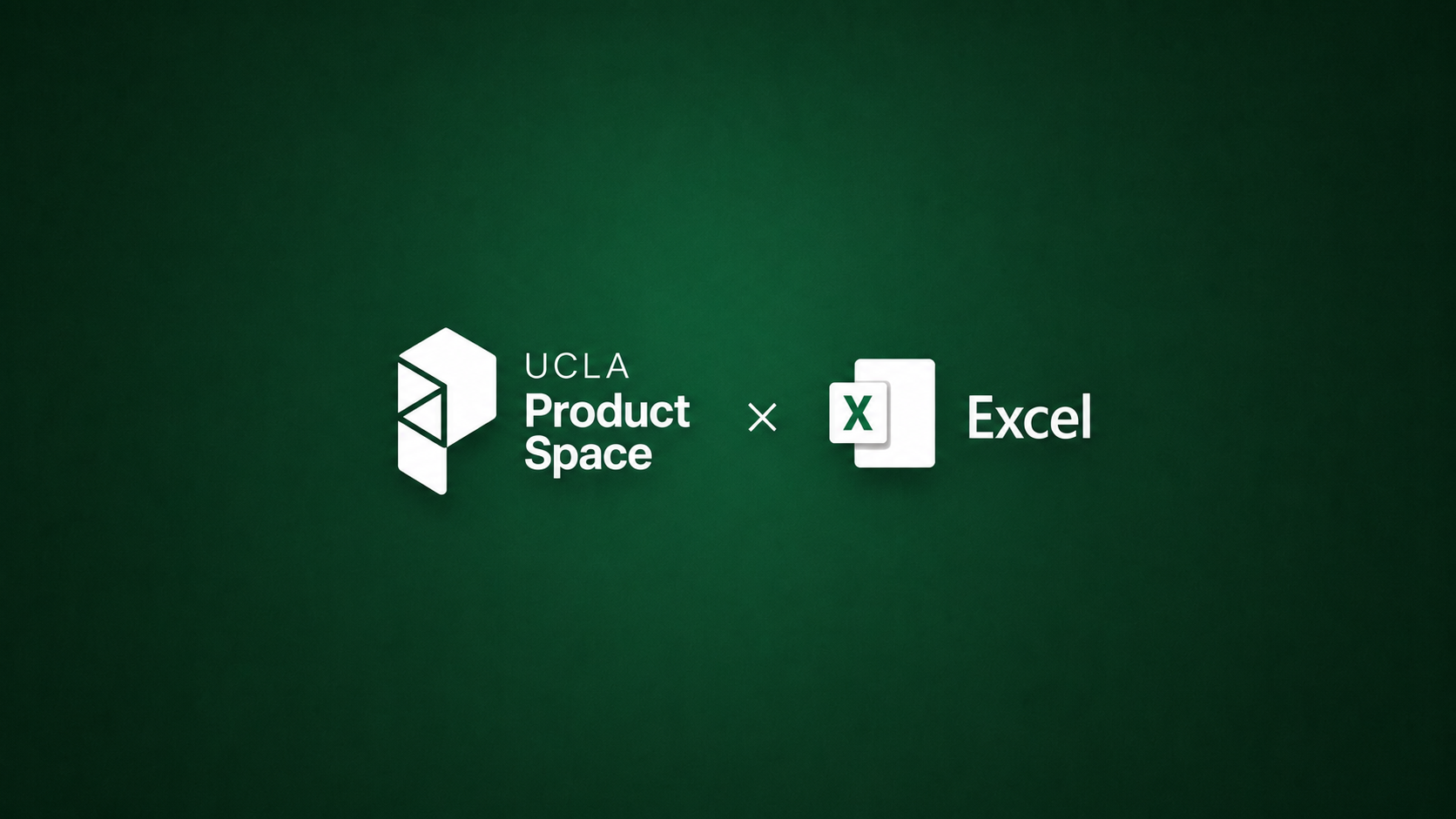 UCLA Product Space logo displayed alongside the Microsoft Excel logo on a dark green background.
